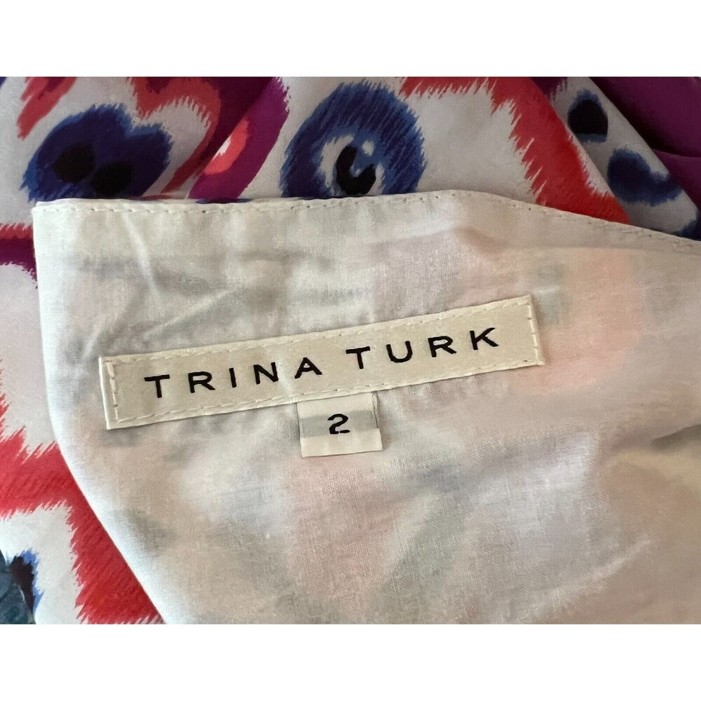 Trina Turk Blue Pink Orange Menara Ikat Genevieve Halter Dress Size 2 - Picture 13 of 15